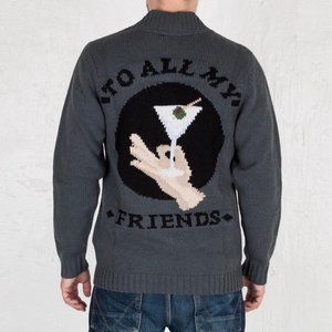 WeSC To All my Friends Gray Knit Full Zip Sweater